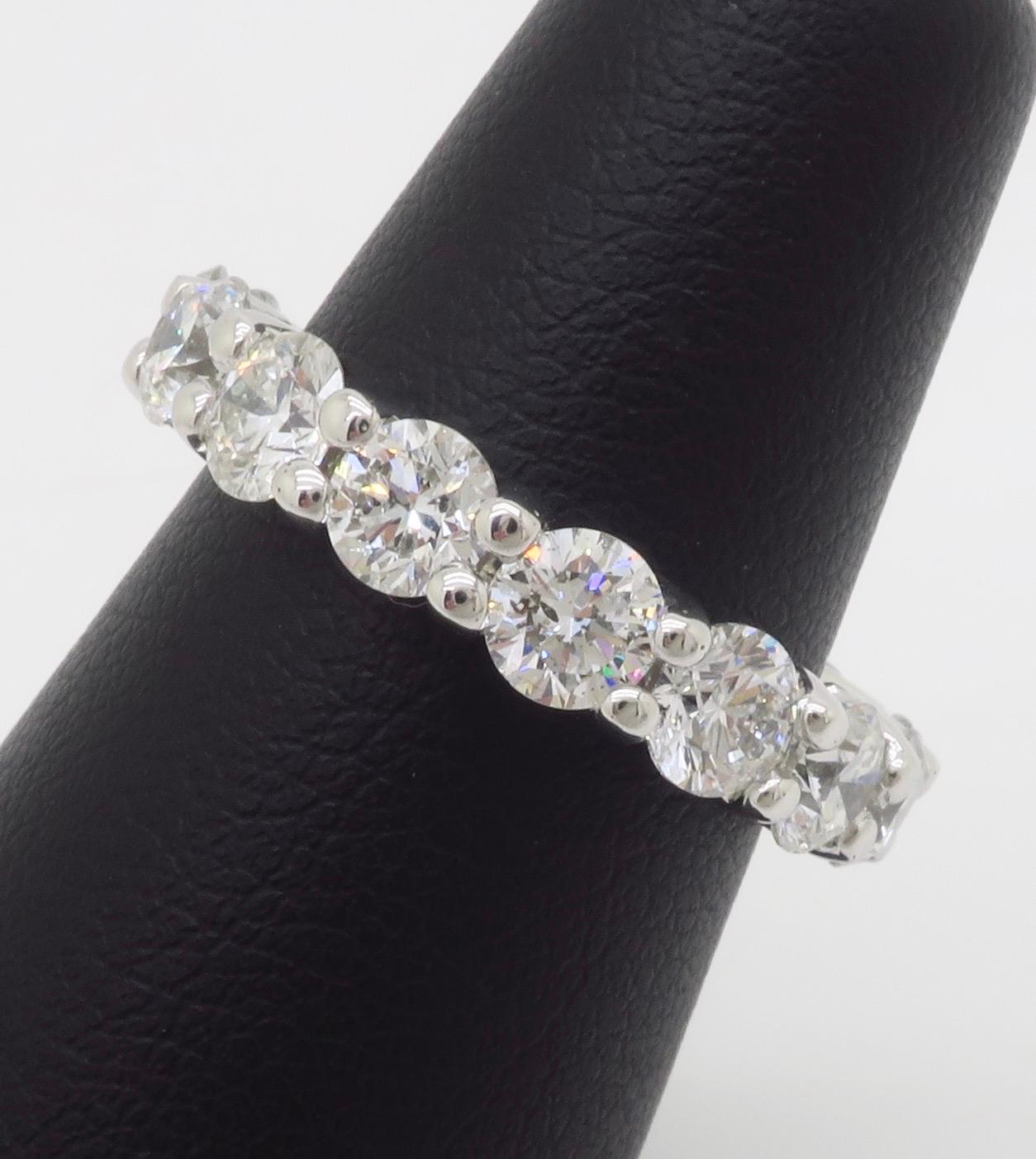 Impressive 3.45CTW Diamond Eternity Band Made in 14k White Gold For Sale 4