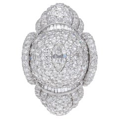 Impressive 34.75 Carats Diamonds Platinum 18 Kt. White Gold Cocktail Ring