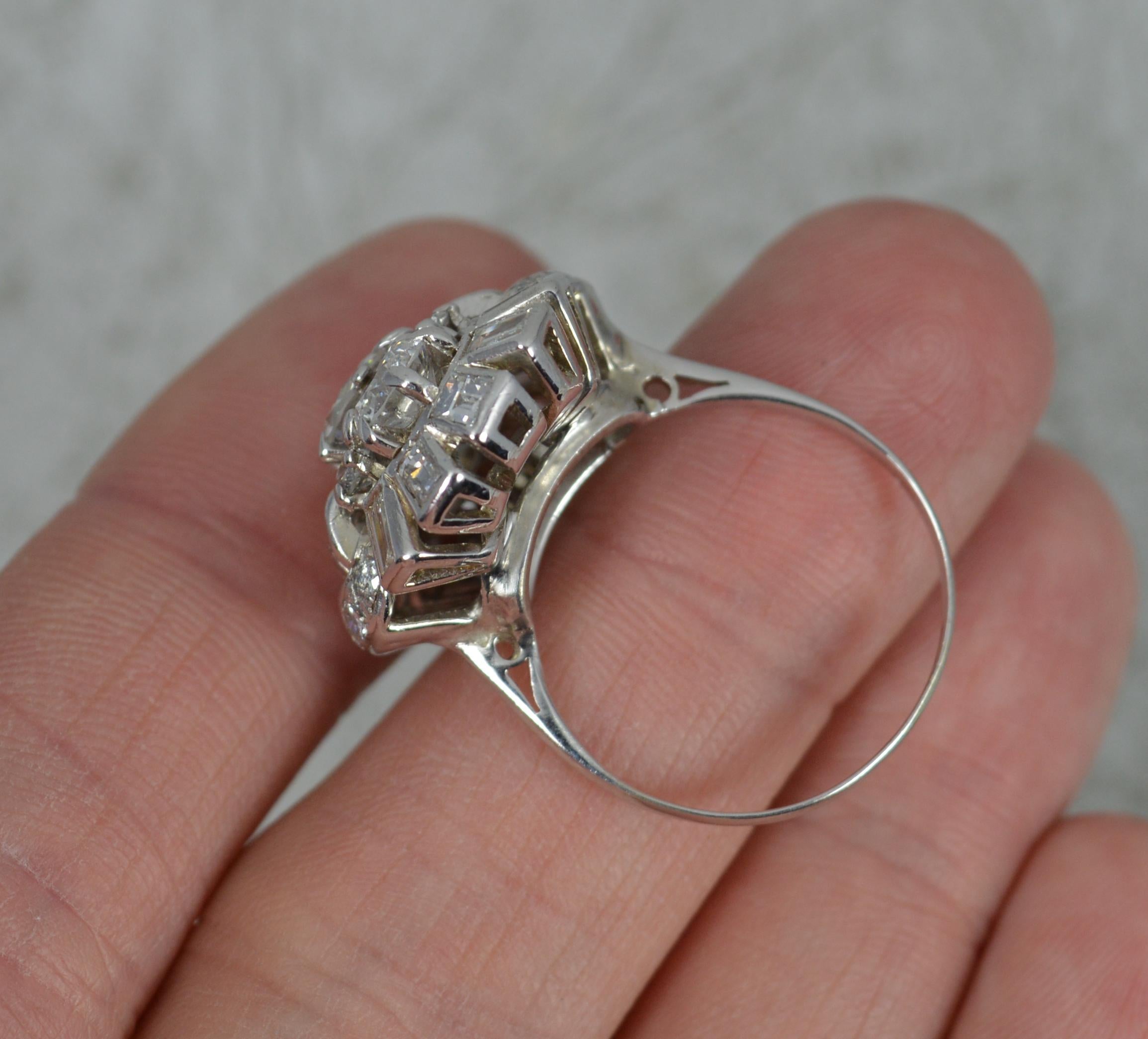 Edwardian Impressive 3.5ct Diamond and Platinum Cluster Cocktail Ring, c1940