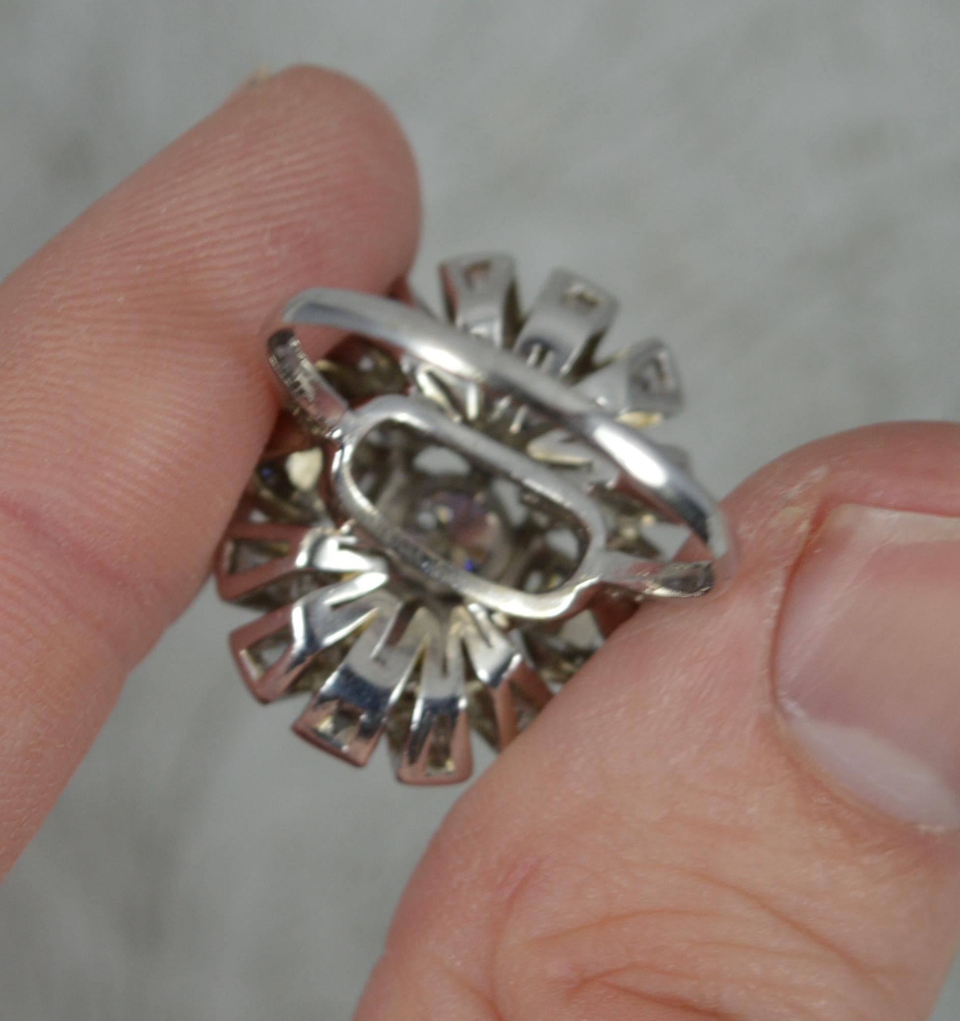 Impressive 3.5ct Diamond and Platinum Cluster Cocktail Ring, c1940 In Excellent Condition In St Helens, GB