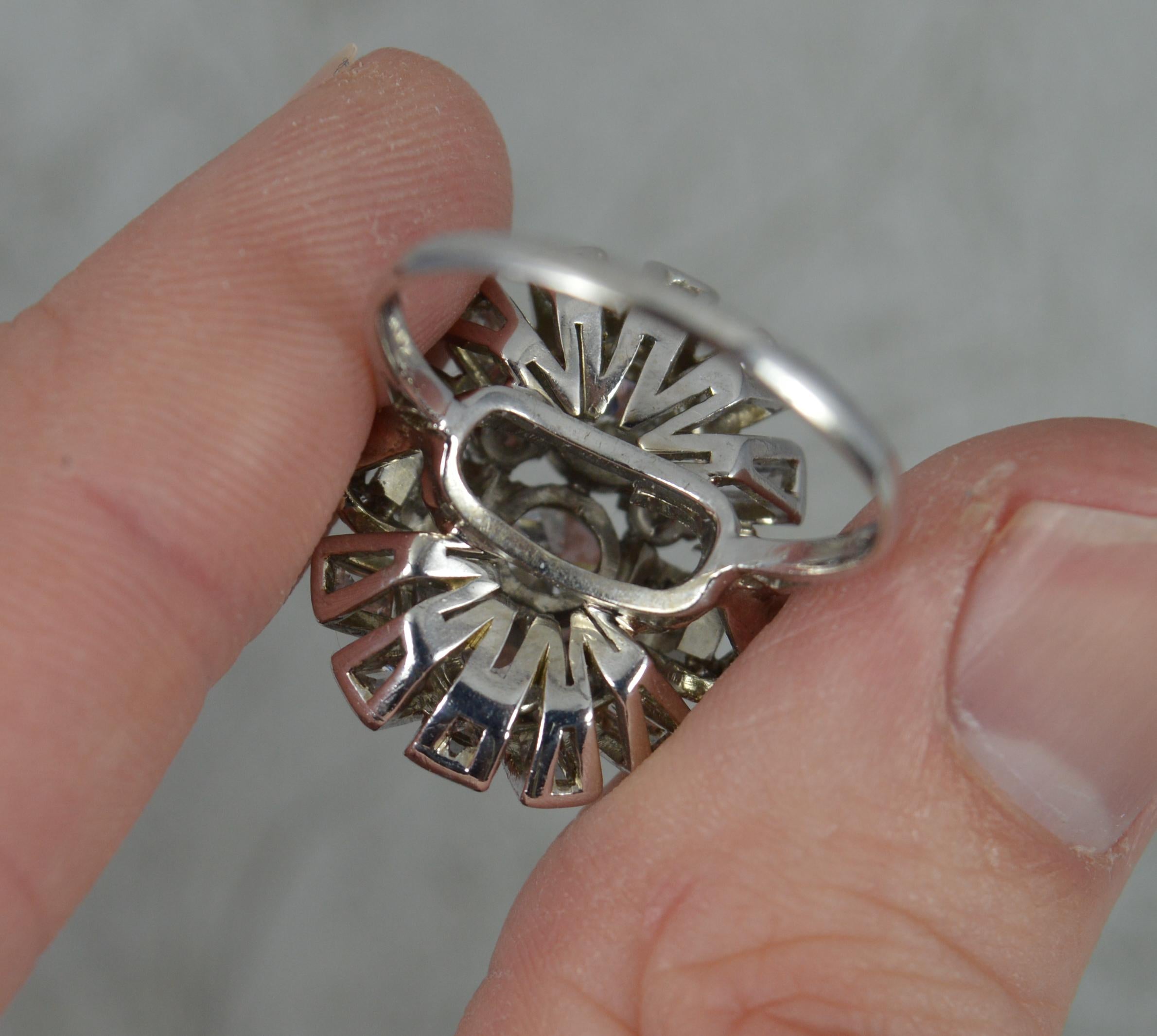 Women's Impressive 3.5ct Diamond and Platinum Cluster Cocktail Ring, c1940