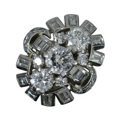 Impressive 3.5ct Diamond and Platinum Cluster Cocktail Ring, c1940