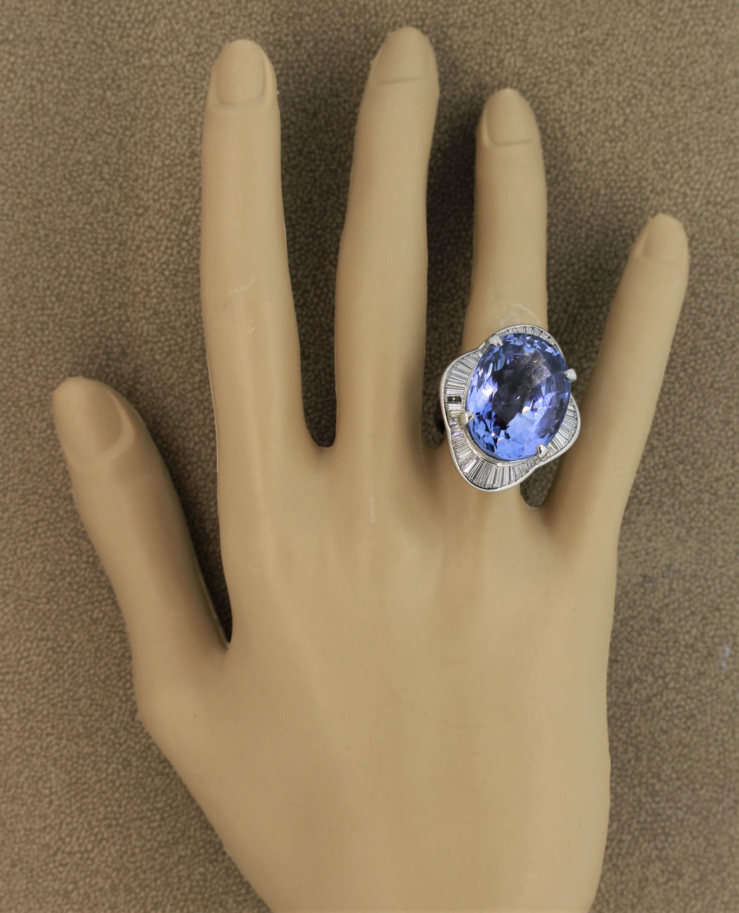 Impressive 41.16 Carat Blue Sapphire Diamond Platinum Ring GIA Certified No-Heat 3