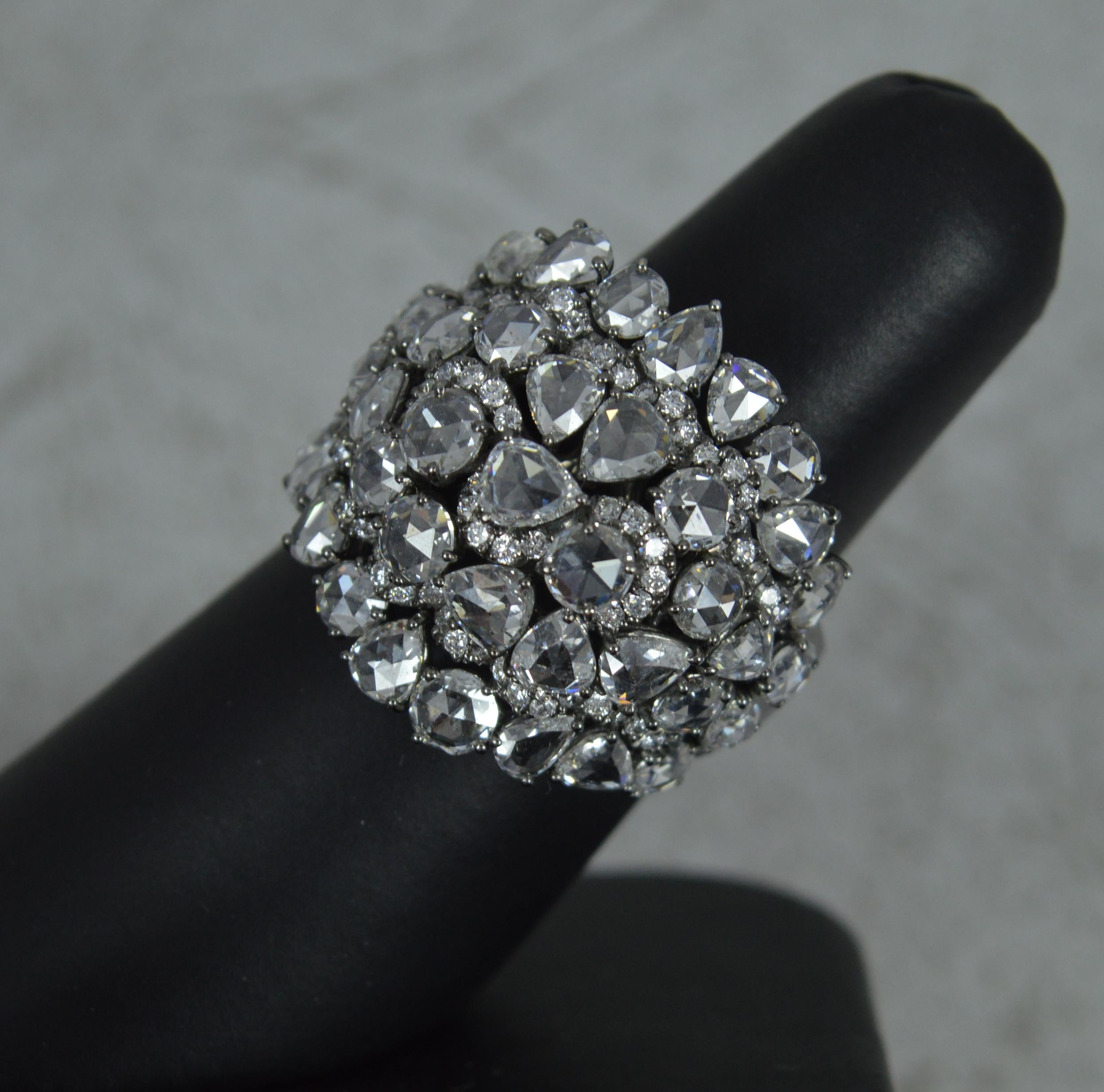 Impressive 5.46ct Rose Cut Diamond and 18ct Gold Cluster Cocktail Ring 10