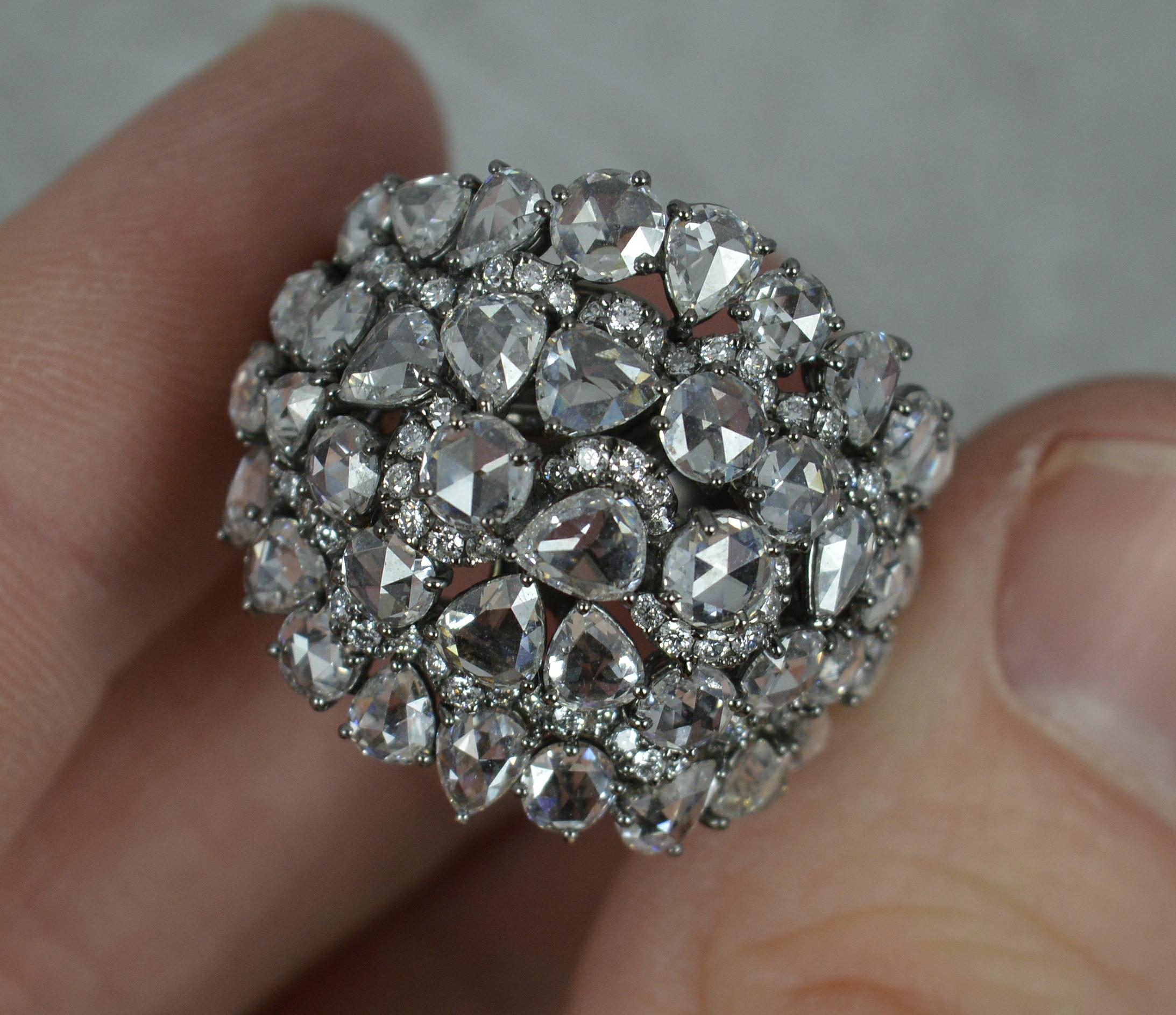 Impressive 5.46ct Rose Cut Diamond and 18ct Gold Cluster Cocktail Ring 3