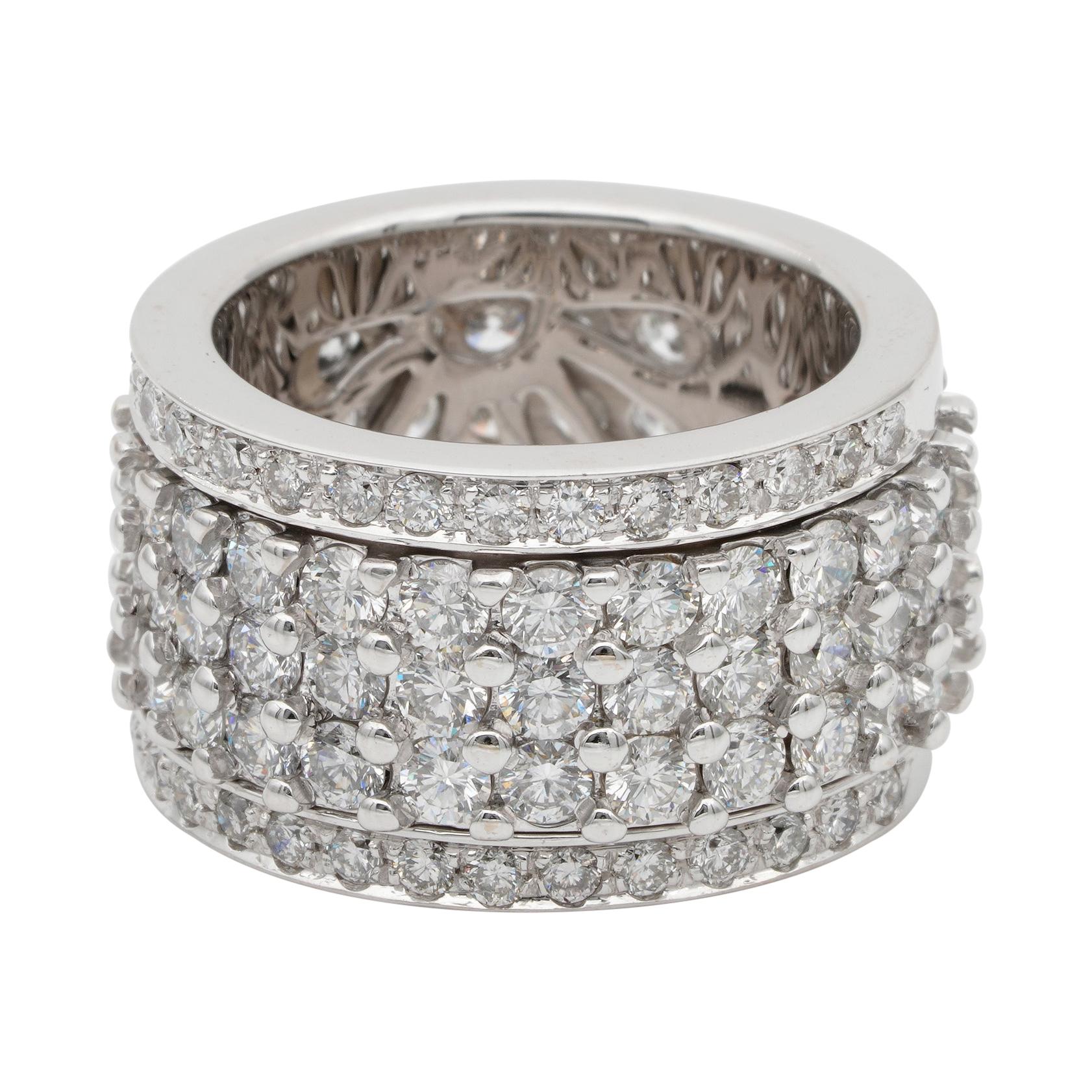 Impressive 6.50 Carat F IF/VVS Night and Day Spin Rotating Diamond Eternity Ring For Sale