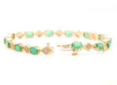 Impressionante bracciale in oro giallo massiccio 14K con smeraldo naturale e diamanti da 9,15 carati
