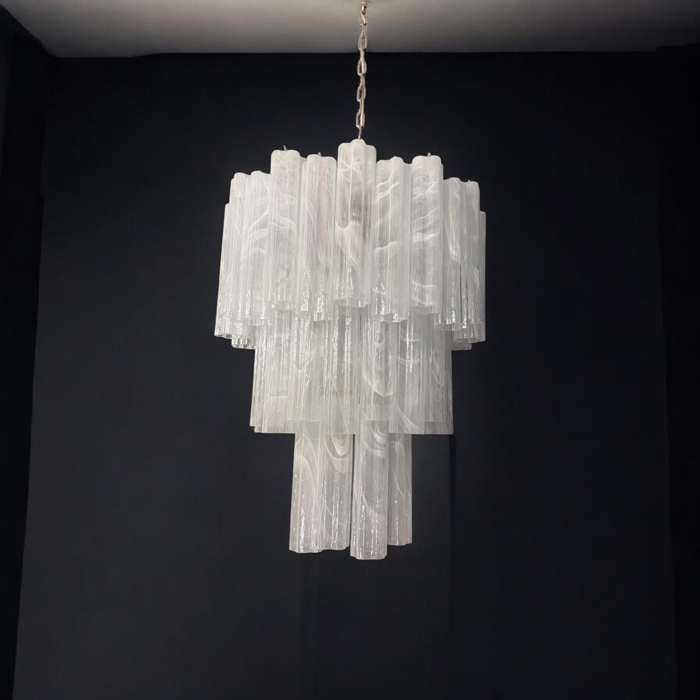 Impressive Alabaster Effect Murano Glass Tronchi Chandelier For Sale 4