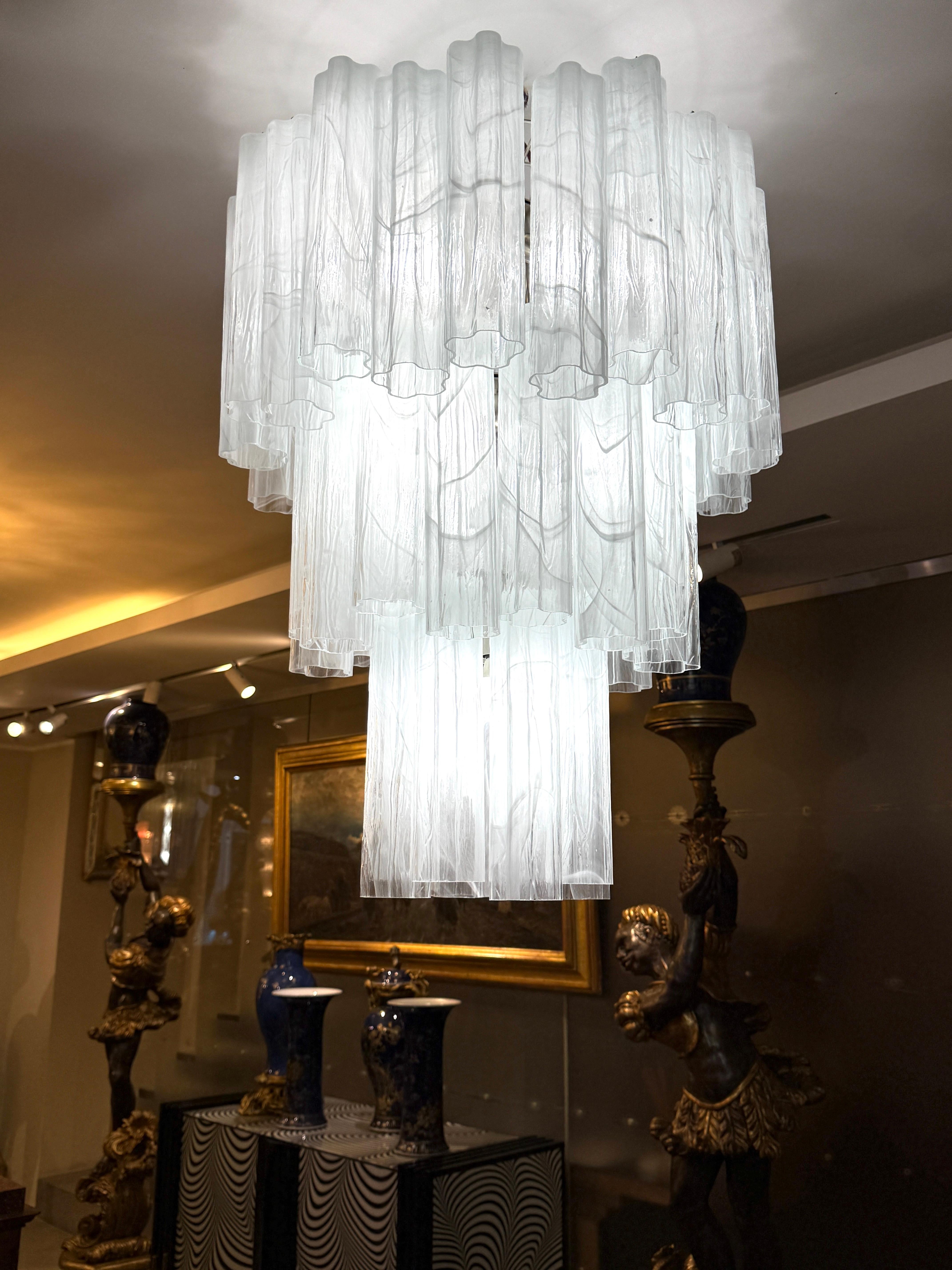 Impressive Alabaster Effect Murano Glass Tronchi Chandelier For Sale 9