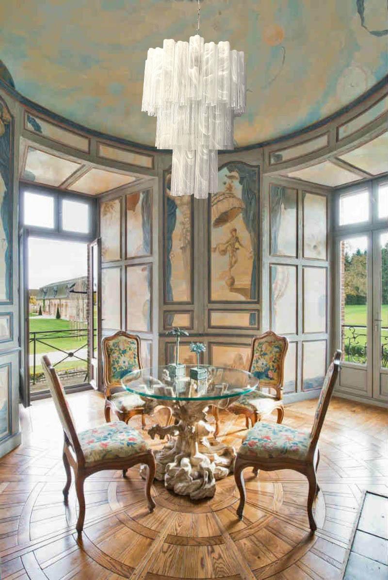 Impressionante lampadario Tronchi in vetro di Murano effetto alabastro in vendita 1