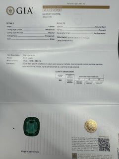 Impressive All GIA Certified Zambian Emerald Diamond Three Stone Ring 12.62 CTTW