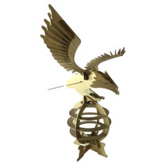 Impressive American Brutalist/Industrial Painted Steel Eagle & Globe Statue