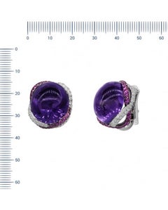 Impressive Amethyst Diamond Pink Sapphire 18 Karat Clip-On Earrings