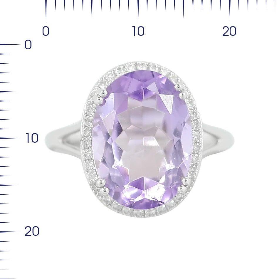 For Sale:  Impressive Amethyst Diamond White Gold Ring 2