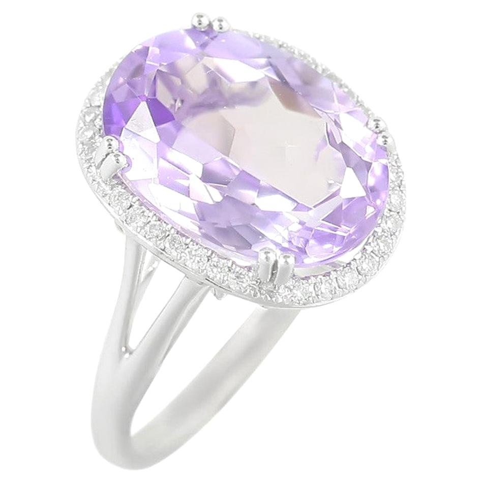 For Sale:  Impressive Amethyst Diamond White Gold Ring