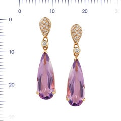 Impressive Amethyst Diamond Yellow Gold Earrings