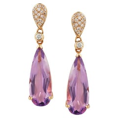 Impressive Amethyst Diamond Yellow Gold Earrings