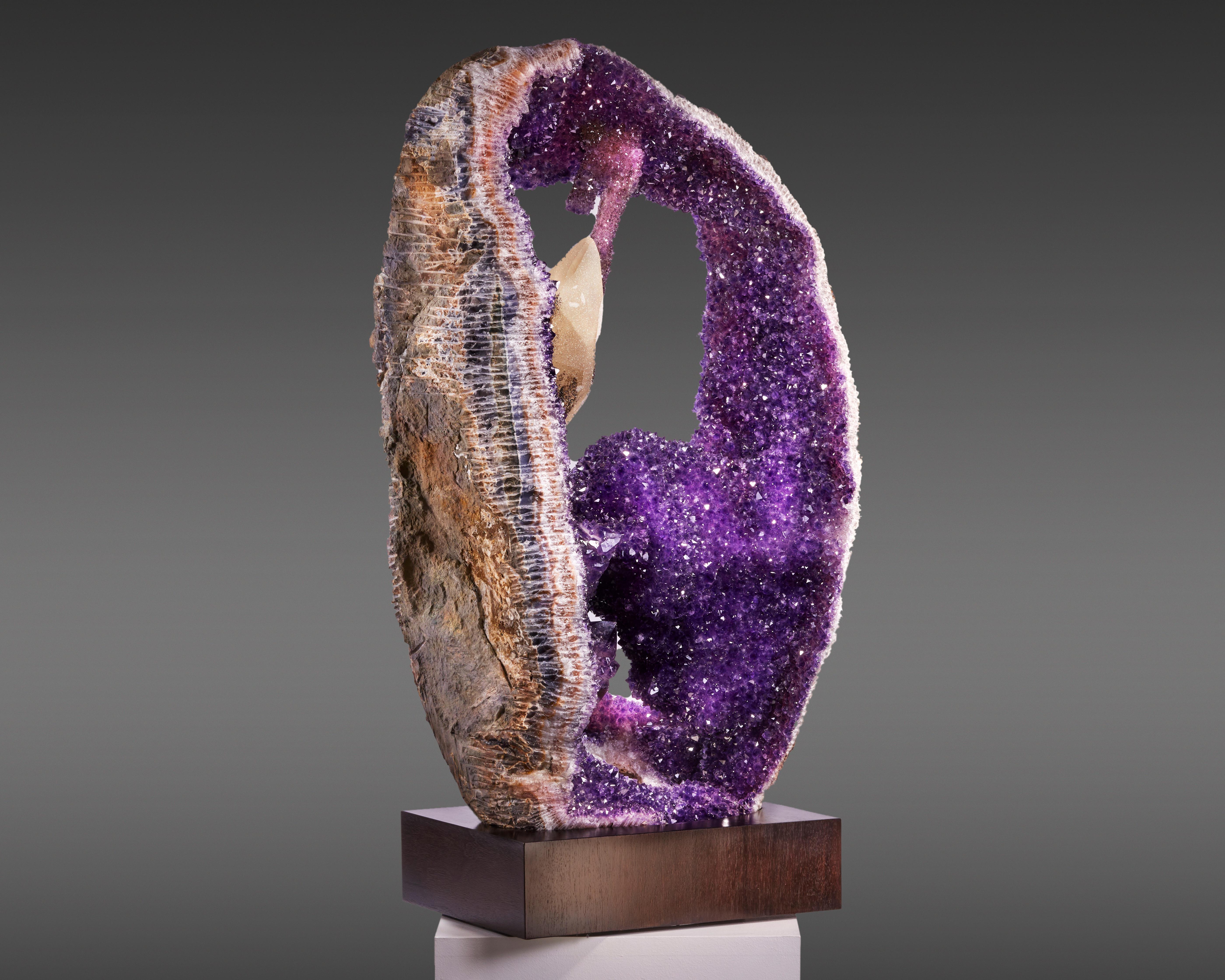 Impressive Amethyst Geode with Large Calcite For Sale 2