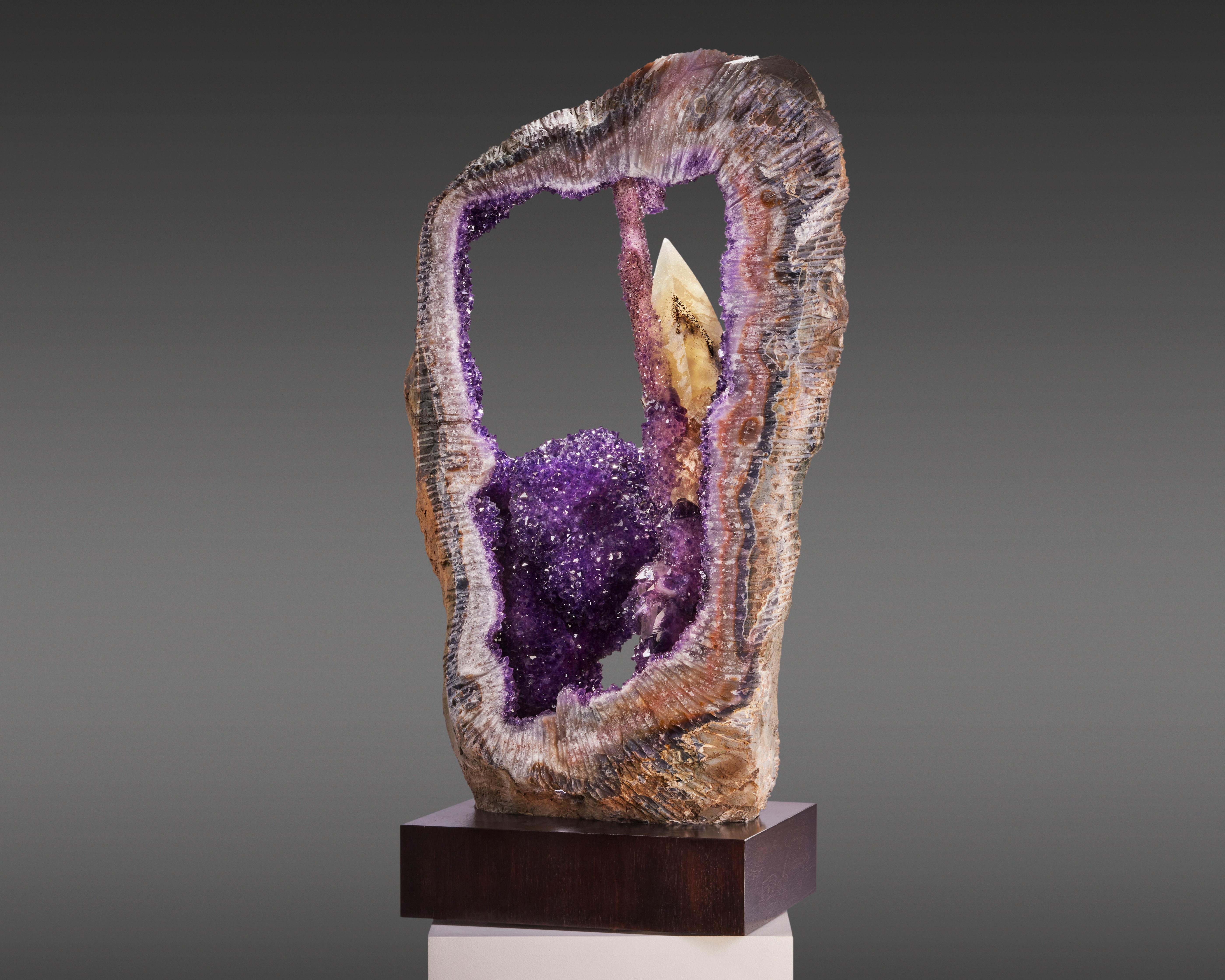 Impressive Amethyst Geode with Large Calcite For Sale 4