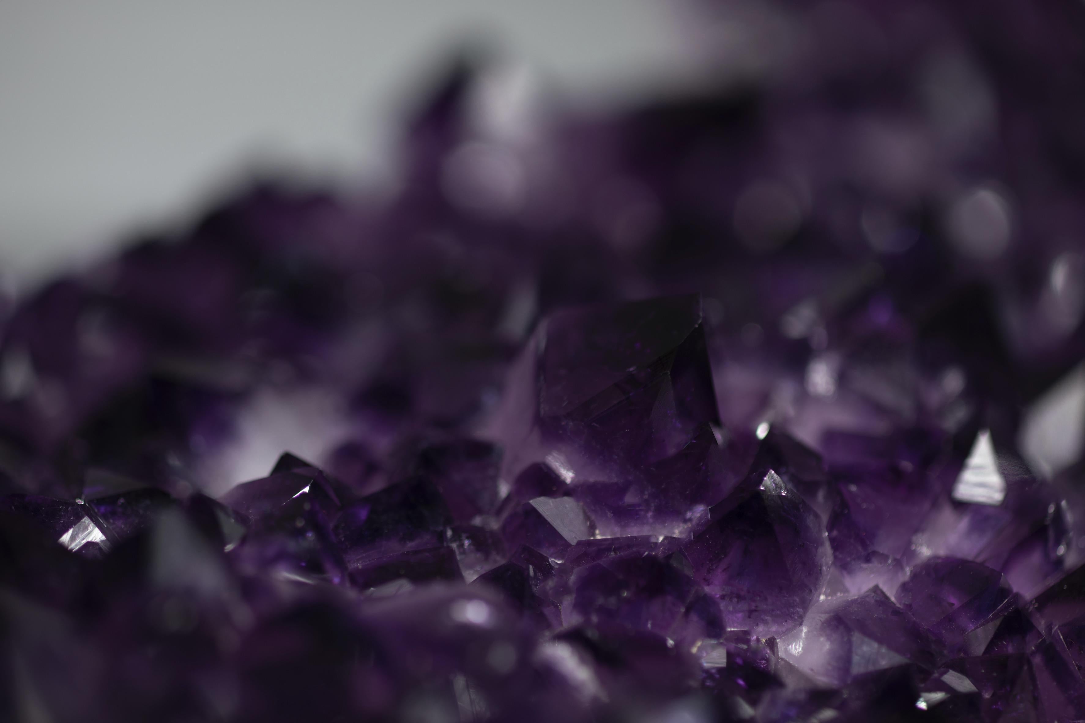 Impressive Amethyst Pillar with White Quartz Section on Metal Stand For Sale at 1stDibs