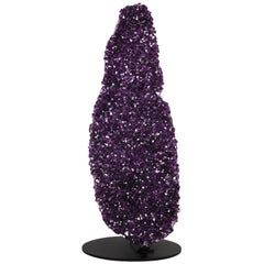 Impressive Amethyst Pillar with White Quartz Section on Metal Stand