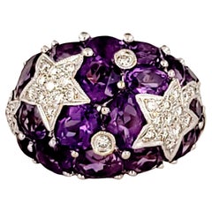 Impressionnante bague bicolore avec améthyste et diamants