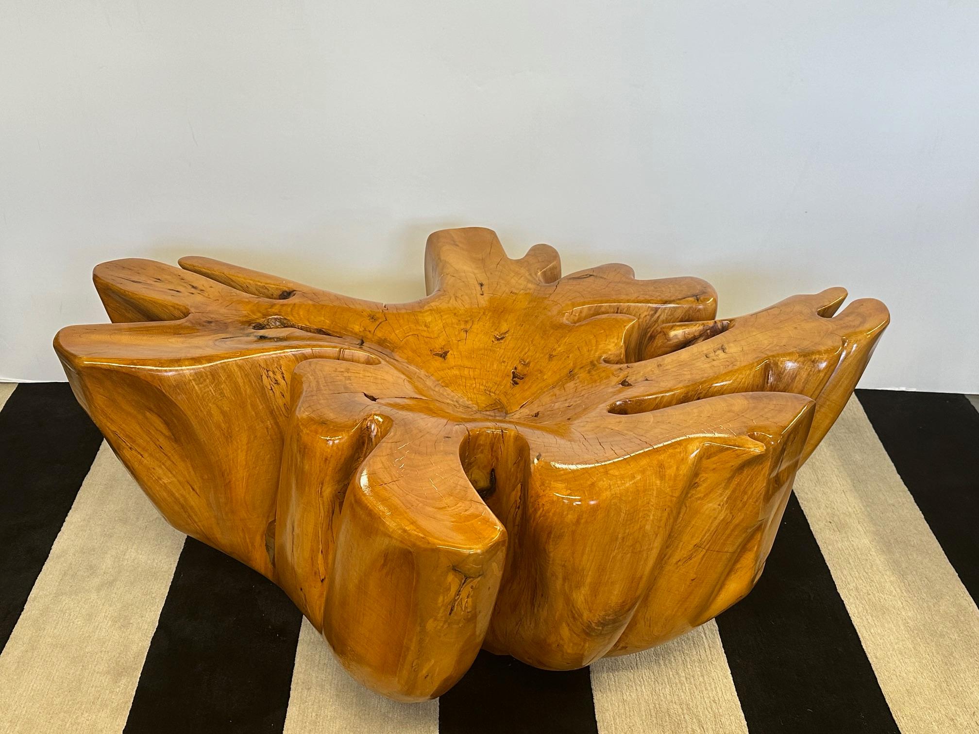 Impressive Amoeba Shaped Organic Modern Tree Stump Coffee Table For Sale 4
