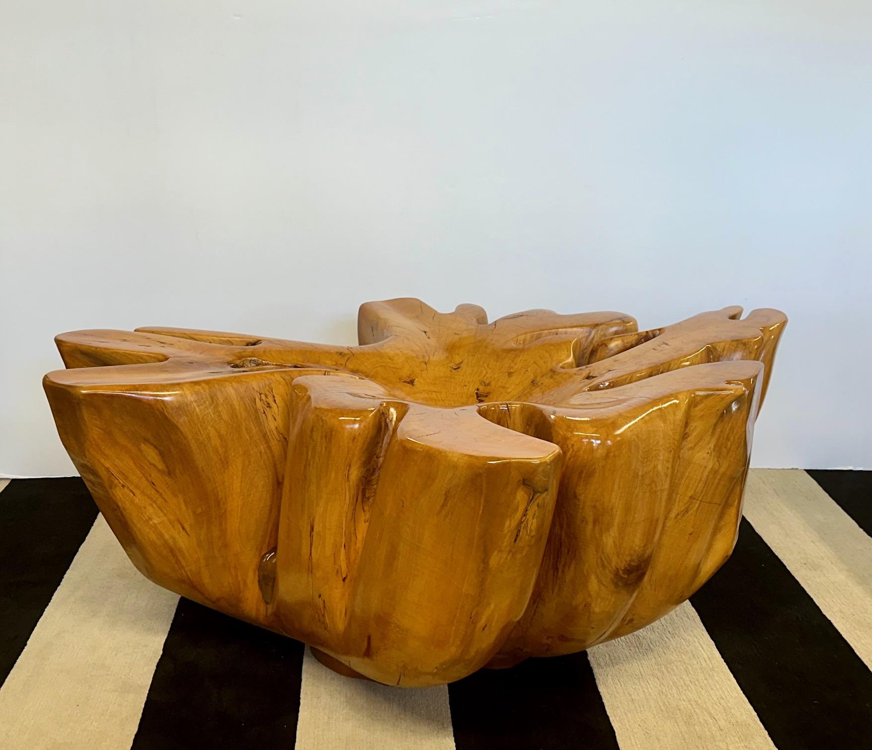 Impressive Amoeba Shaped Organic Modern Tree Stump Coffee Table For Sale 5
