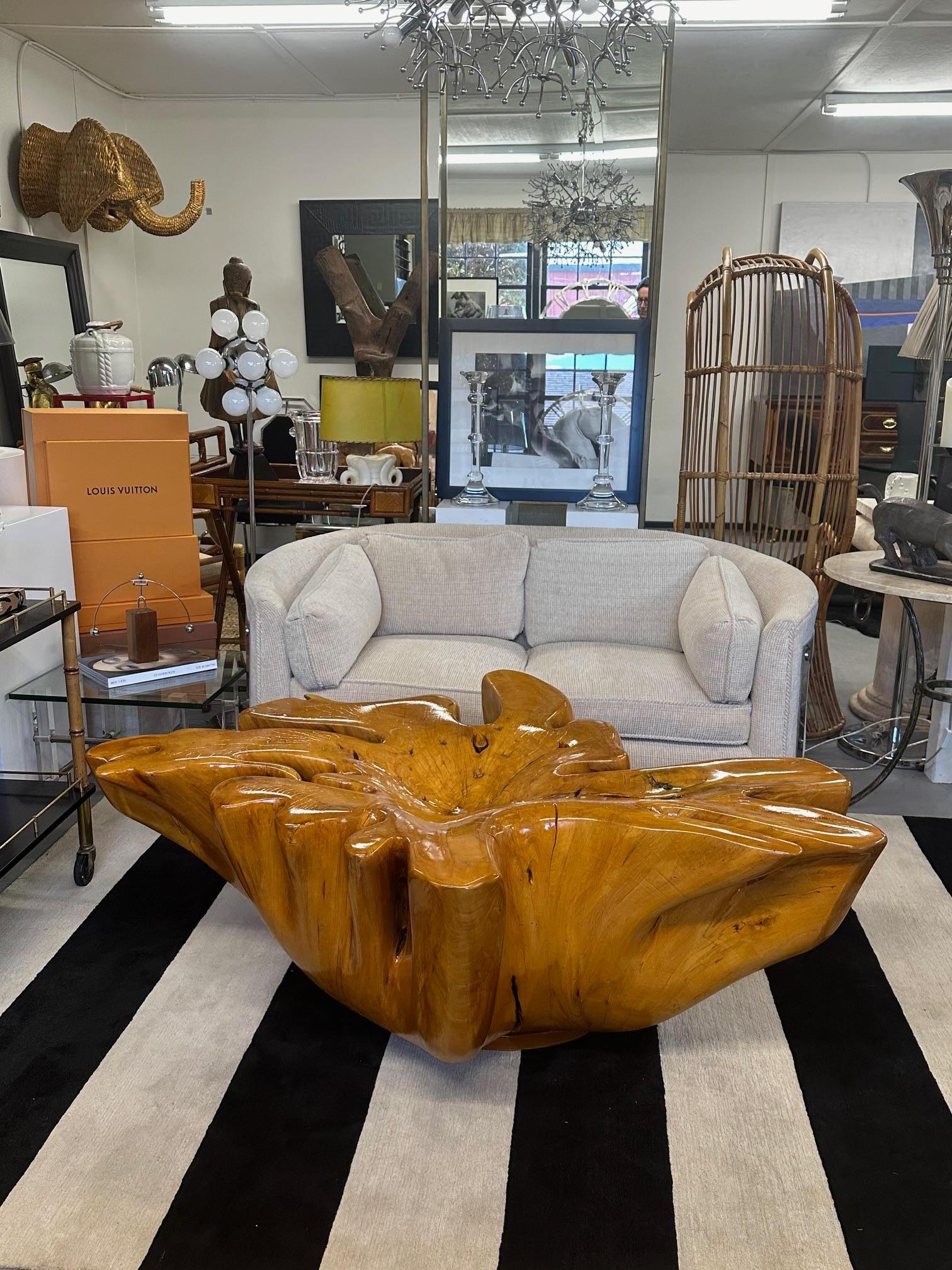 Impressive Amoeba Shaped Organic Modern Tree Stump Coffee Table For Sale 6