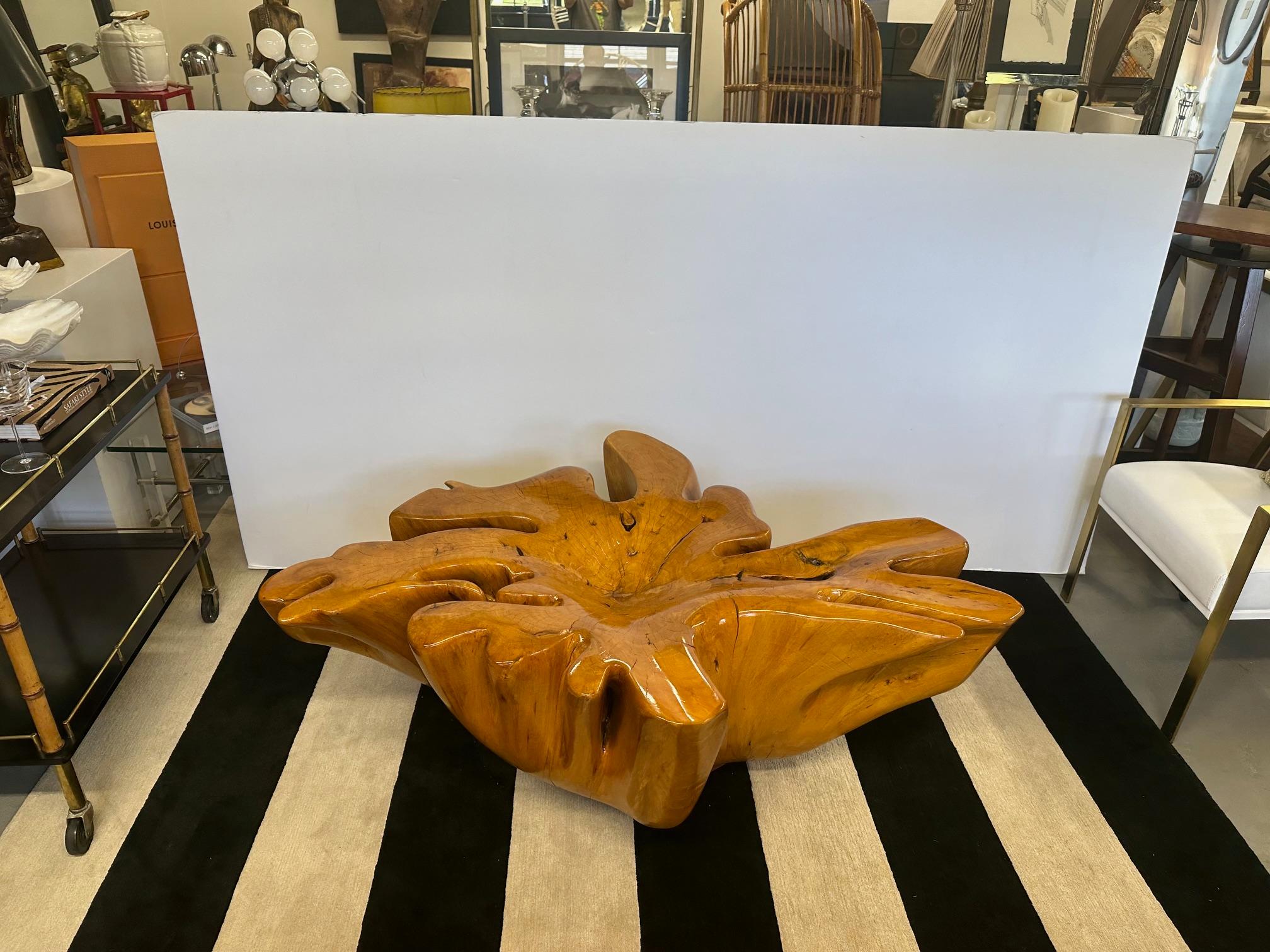 Impressive Amoeba Shaped Organic Modern Tree Stump Coffee Table For Sale 8
