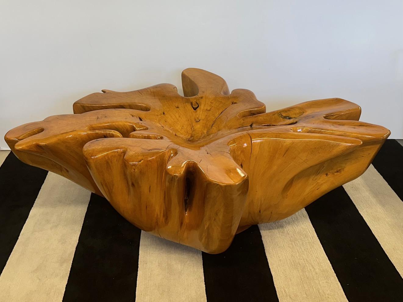Impressive Amoeba Shaped Organic Modern Tree Stump Coffee Table For Sale 9