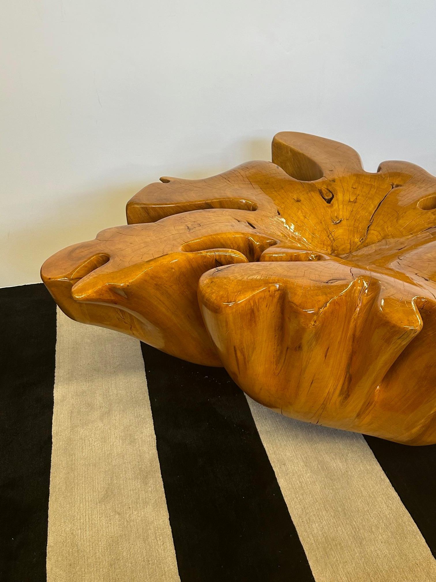 American Impressive Amoeba Shaped Organic Modern Tree Stump Coffee Table For Sale