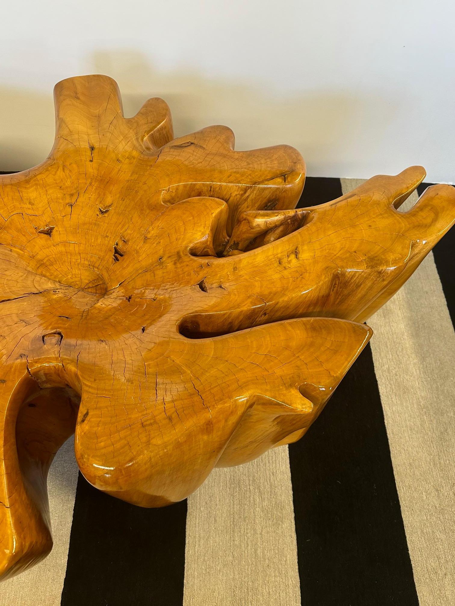 Late 20th Century Impressive Amoeba Shaped Organic Modern Tree Stump Coffee Table For Sale