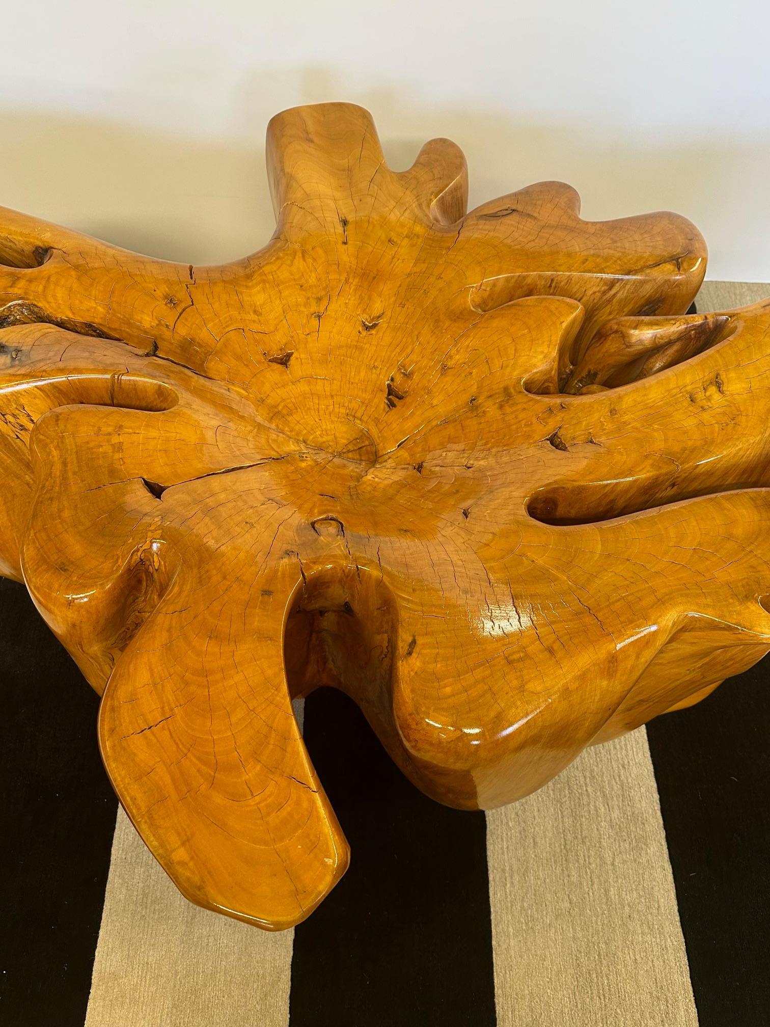 Impressive Amoeba Shaped Organic Modern Tree Stump Coffee Table For Sale 1