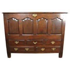 Antique Impressive and Beautiful George II Welsh Oak Mule Chest with Original Brasses