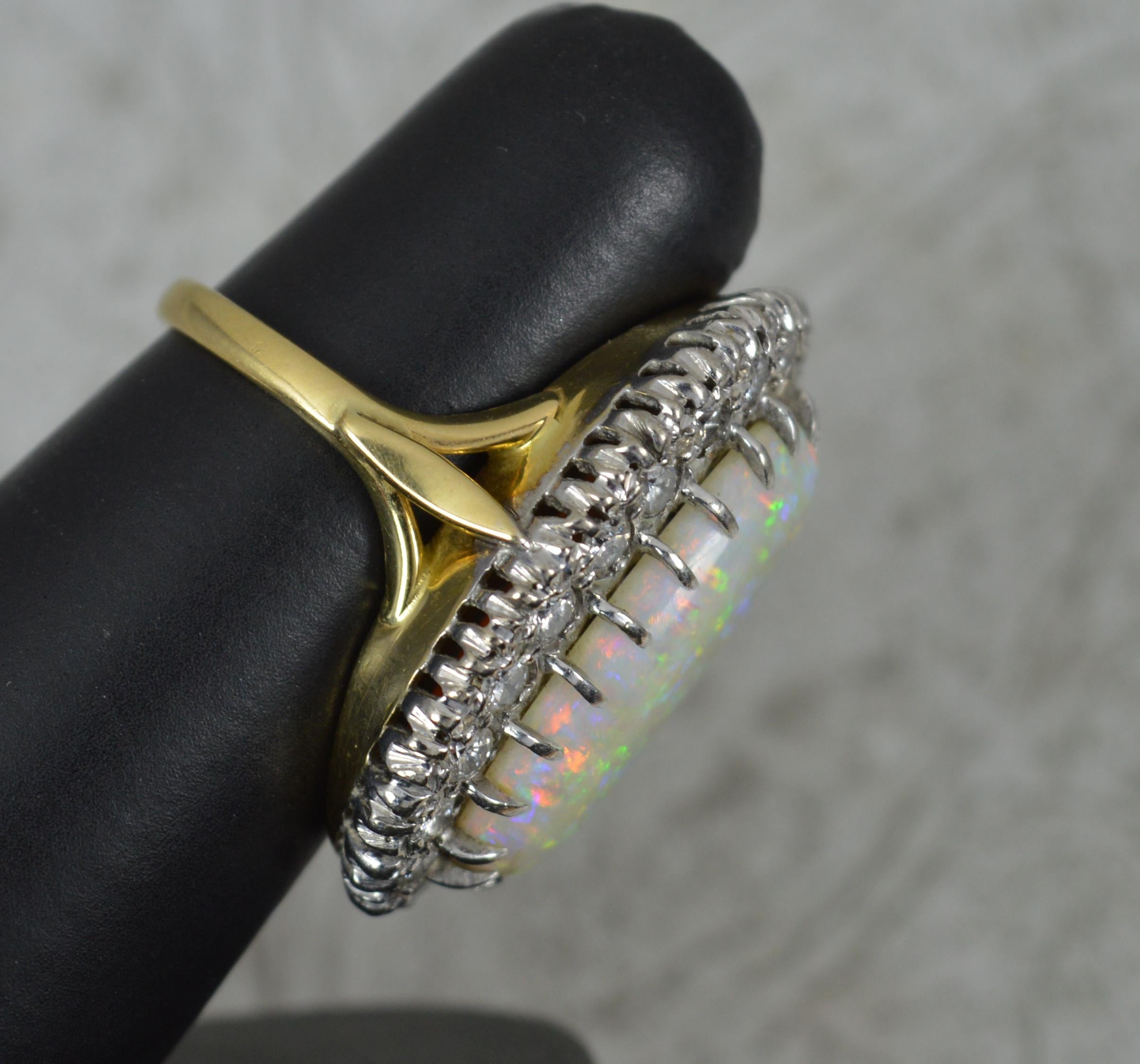 Beeindruckender und riesiger natürlicher Opal und Diamant 18ct Gold Cluster Cocktail-Ring im Angebot 7