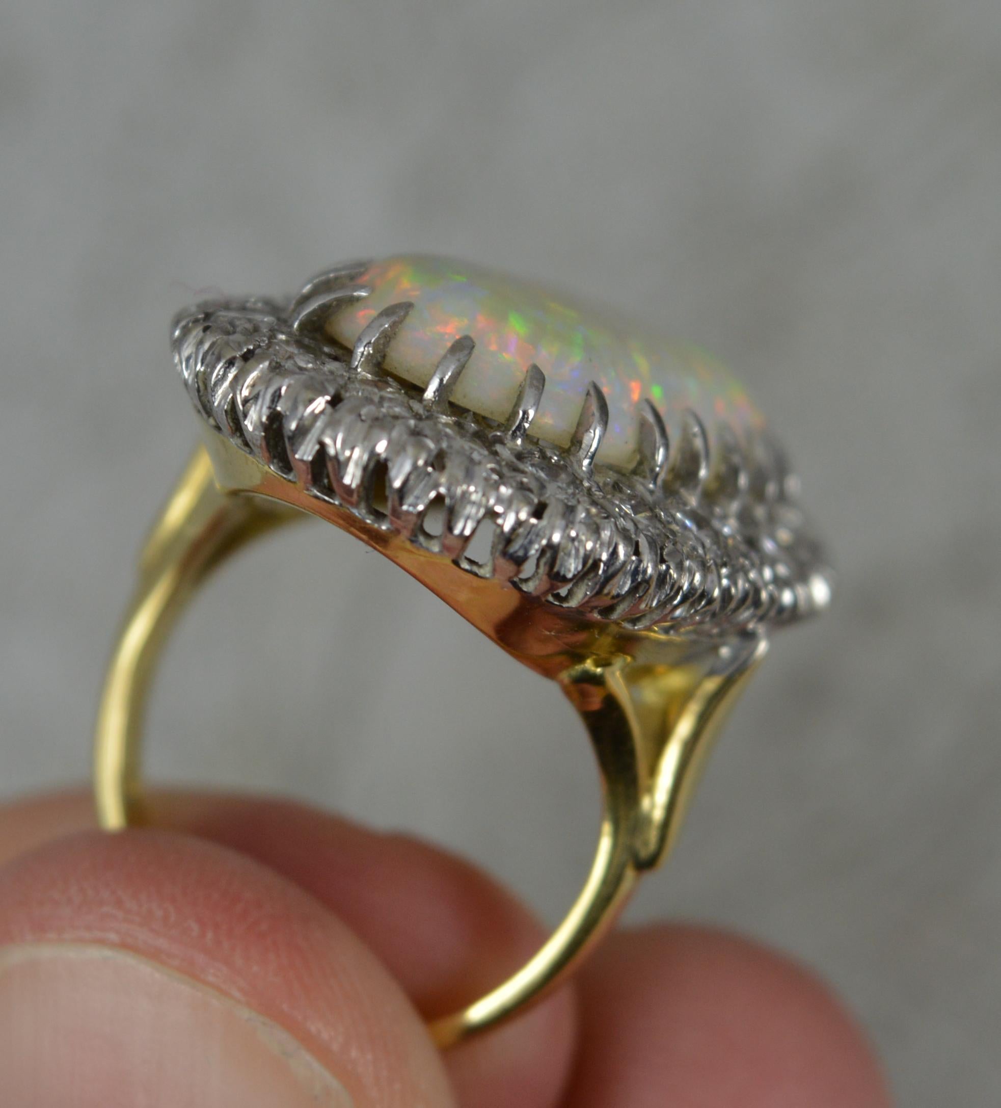 Impressive and Huge Natural Opal and Diamond 18ct Gold Cluster Cocktail Ring 3