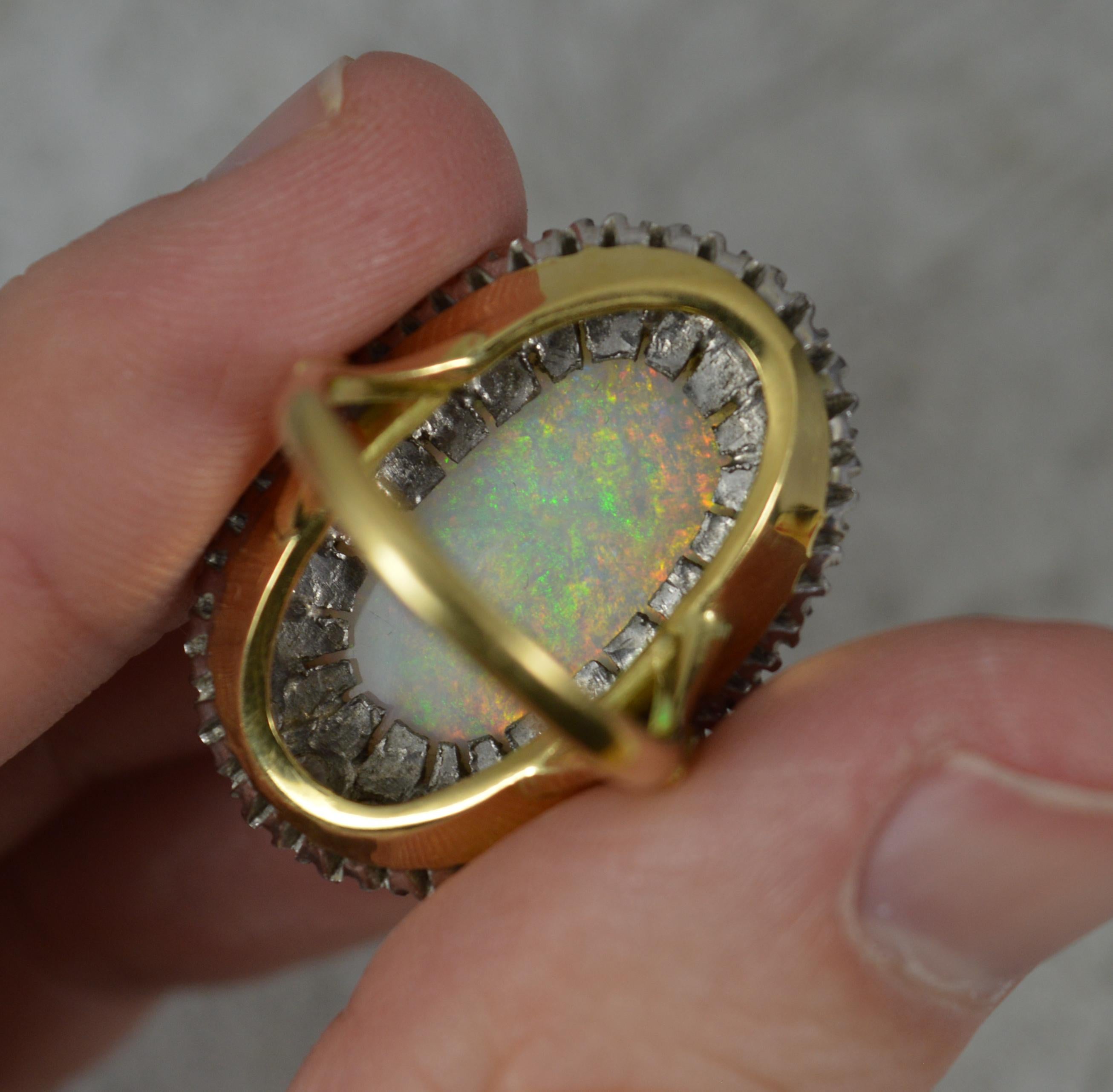 Impressive and Huge Natural Opal and Diamond 18ct Gold Cluster Cocktail Ring 4