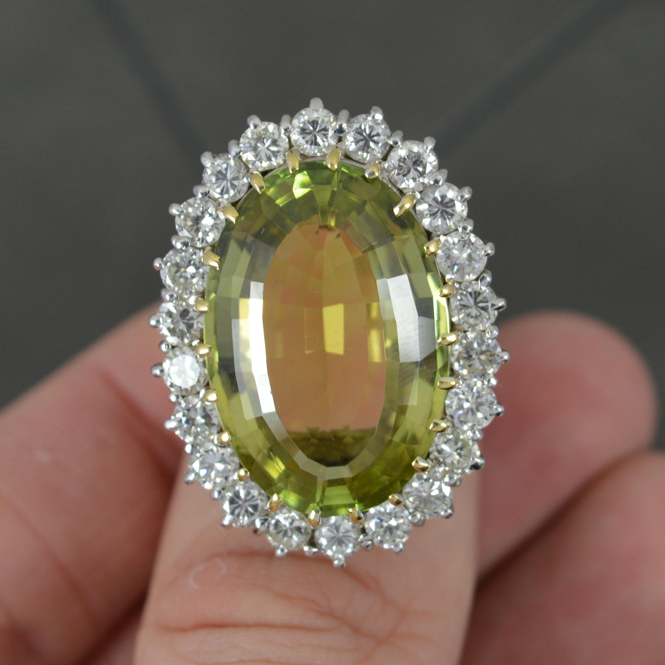 Impressive and Huge Natural Quartz and Diamond 18ct Gold Cluster Cocktail Ring For Sale 1