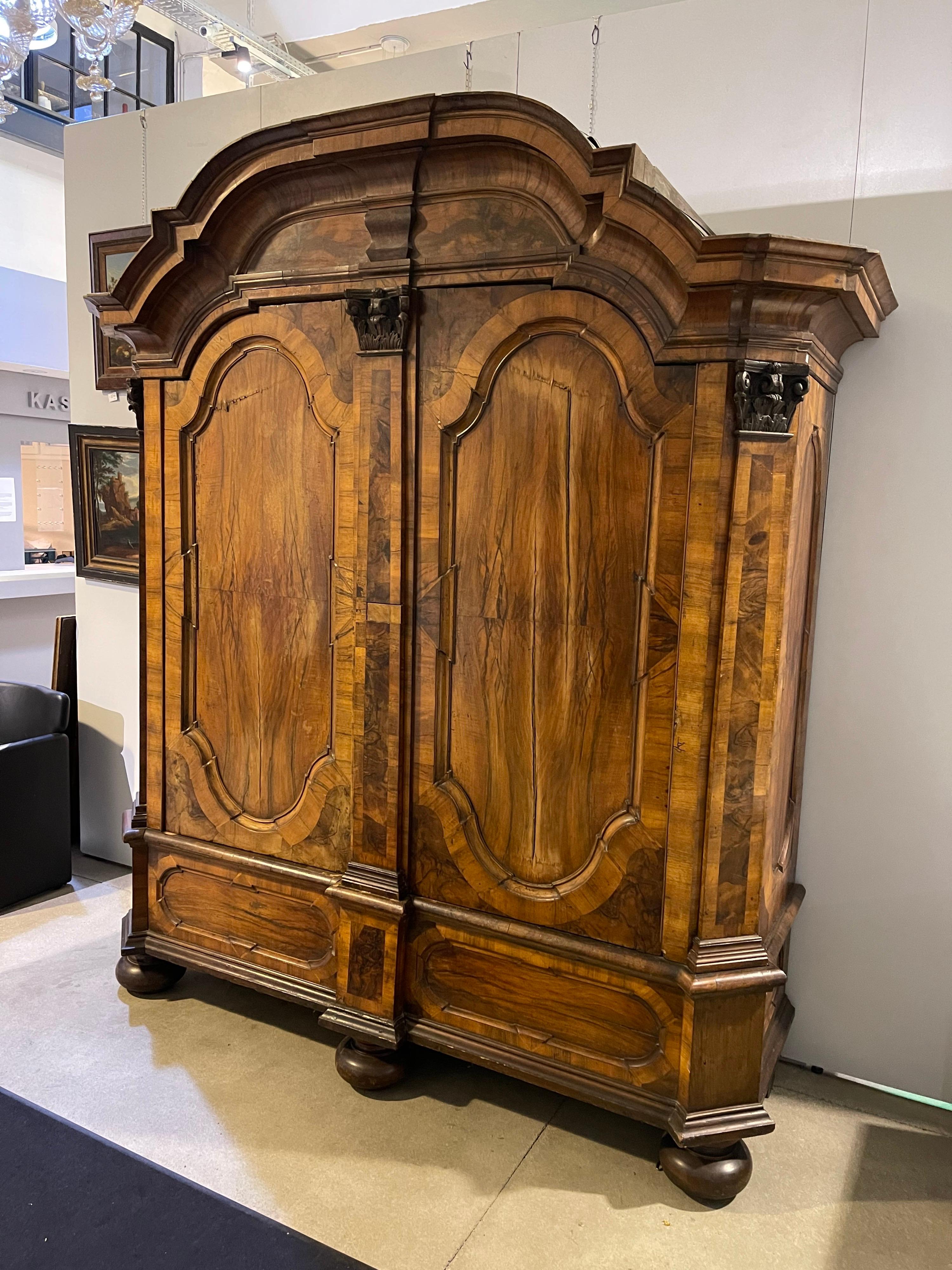 Veneer Impressive and Monumental Baroque Cabinet from Around 1750, Walnut For Sale