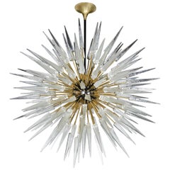 Impressive and Monumental Murano Glass Spiked Starburst Chandelier