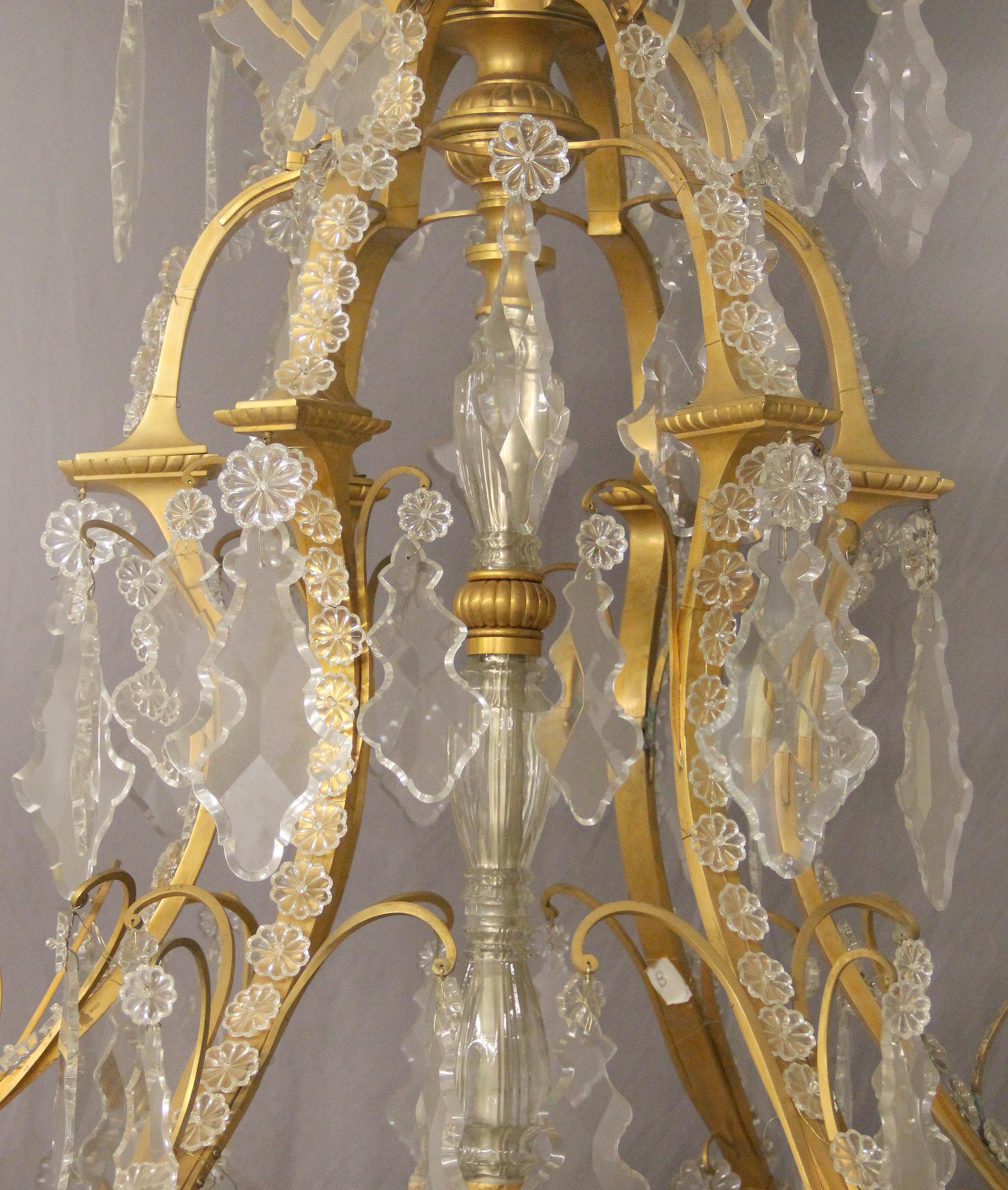 French Impressive and Palatial 19th Century Gilt Bronze and Crystal 48 Light Chandelier For Sale