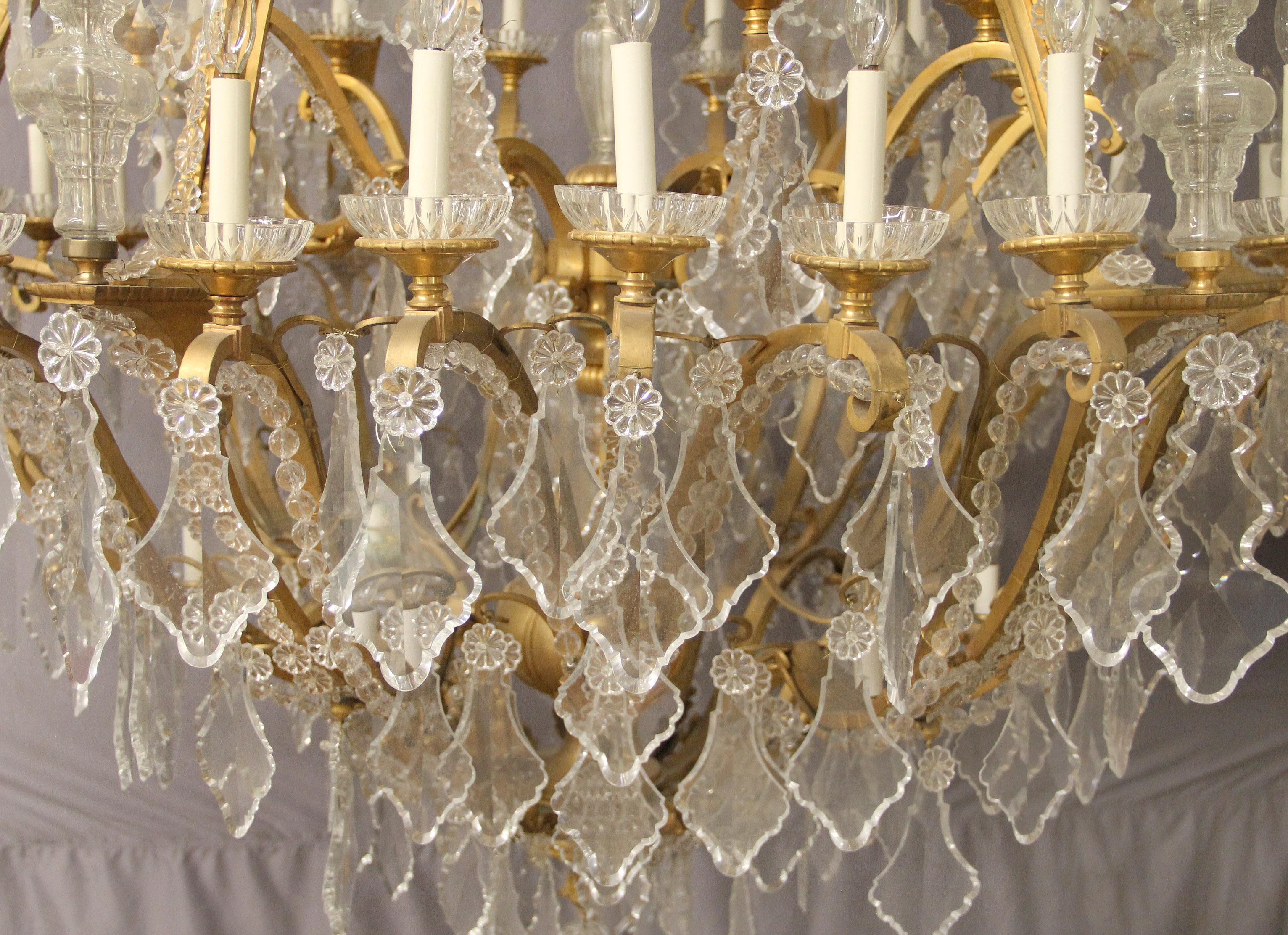 Impressive and Palatial 19th Century Gilt Bronze and Crystal 48 Light Chandelier For Sale 4