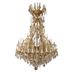 Impressive and Palatial 19th Century Gilt Bronze and Crystal 48 Light Chandelier