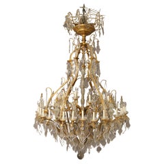 Impressive and Palatial 19th Century Gilt Bronze and Crystal 48 Light Chandelier