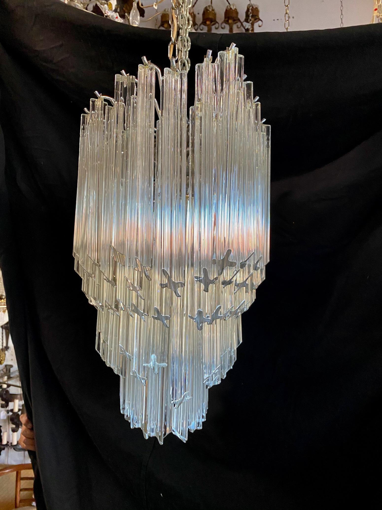 Impressive and Rare Oval Murano Crystal Glass Light Design Venini Style 1