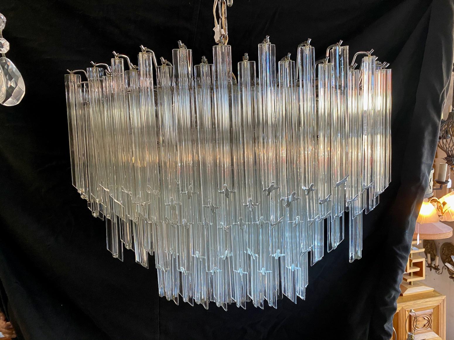 Impressive and Rare Oval Murano Crystal Glass Light Design Venini Style 3