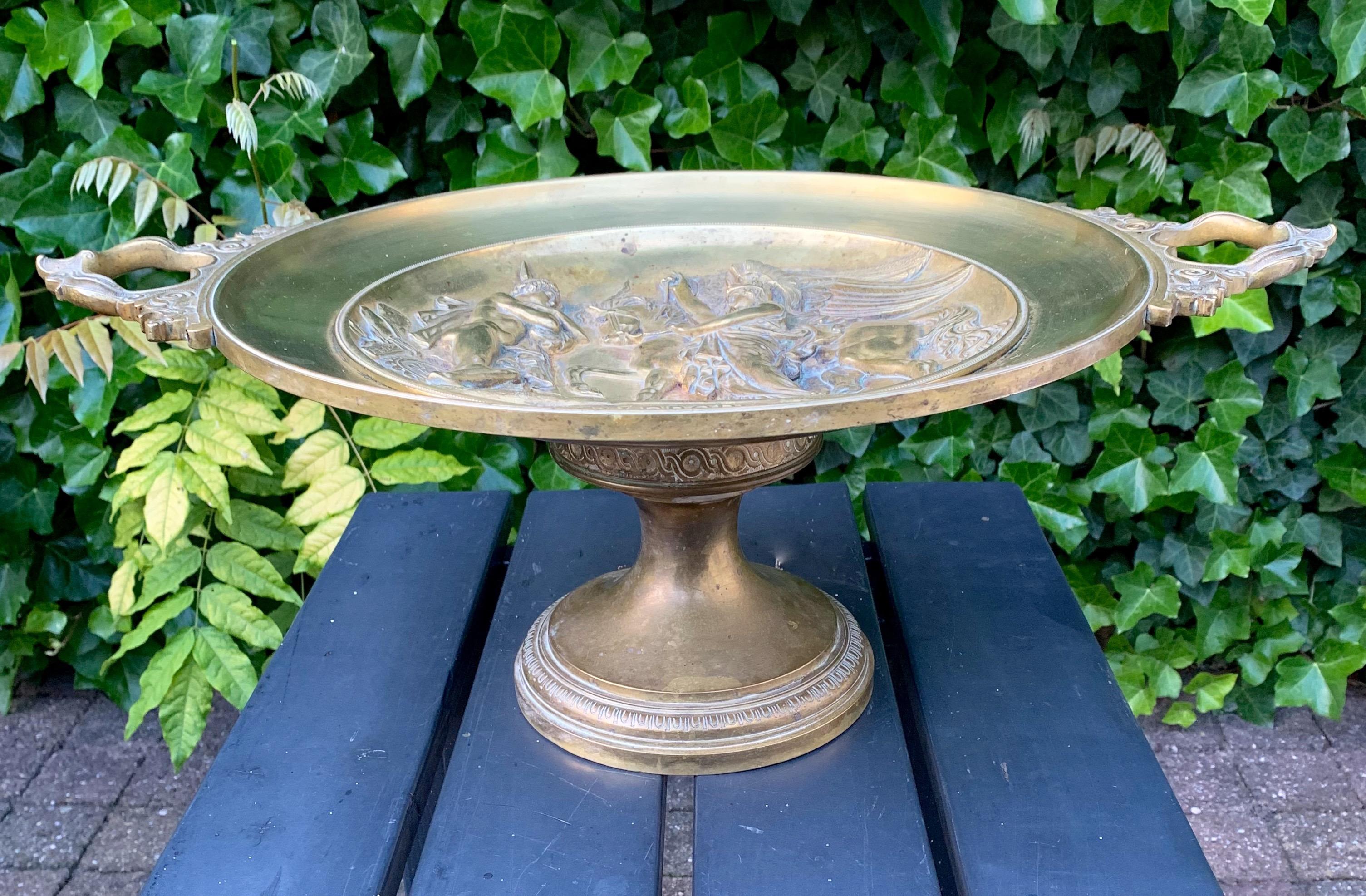 Large Antique and Handcrafted Fine Bronze Table Centerpiece / Fruit Bowl / Tazza 10
