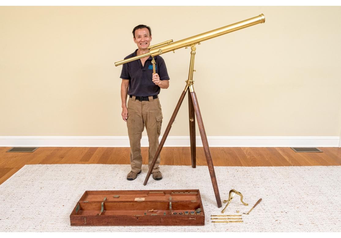 Impressive Antique Brass Dolland & Co. Telescope With Case for Restoration For Sale 5