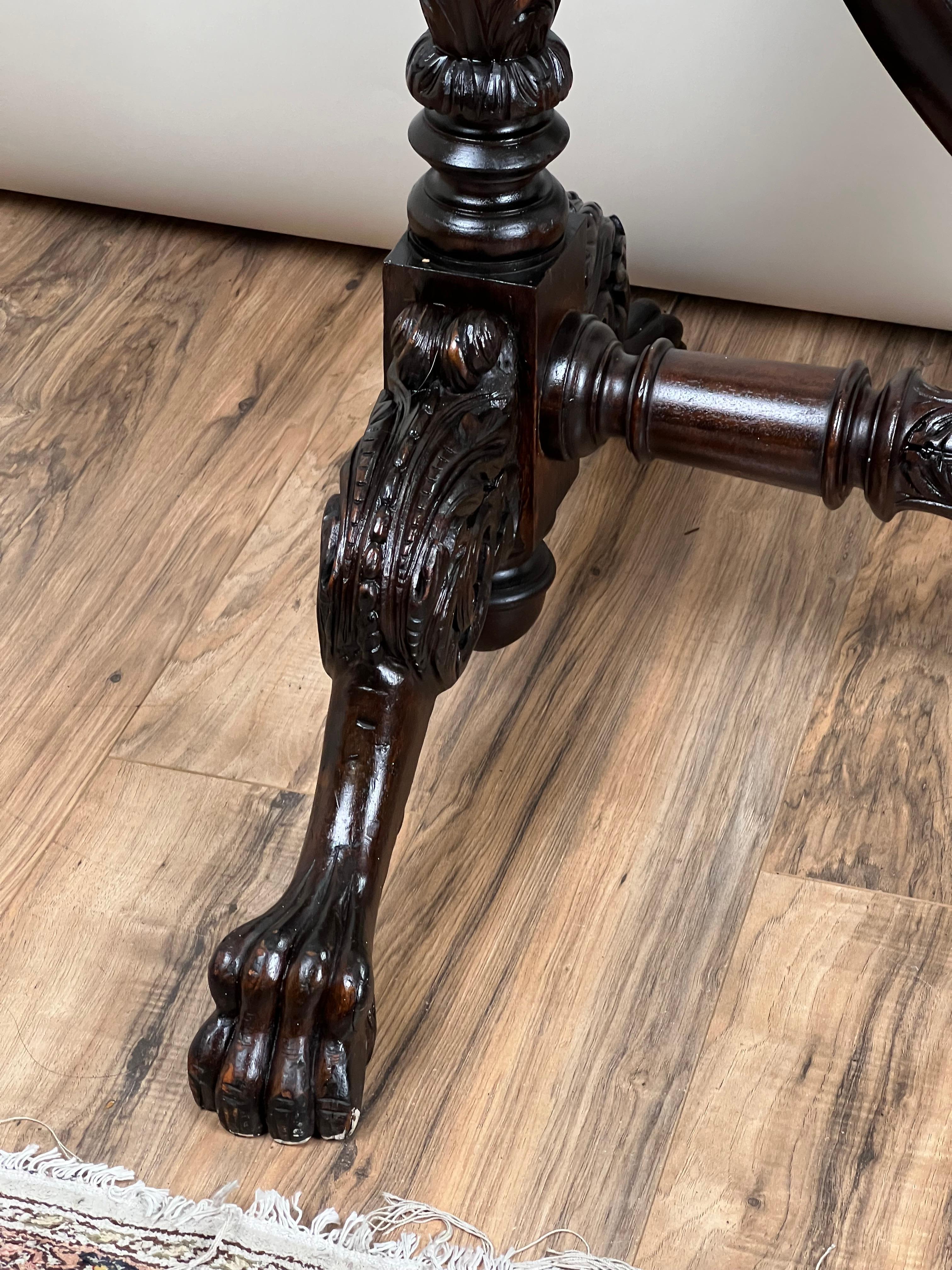 Impressive Antique Empire Acanthus and Barbola Rose Carved Cheval Mirror en vente 3